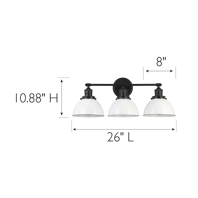 Bowery Hill Stainless Steel Vanity Light in Matte Black 3-Light
