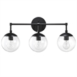 Bowery Hill Vanity Light with Clear Seedy Glass in Matte Black 3-Light