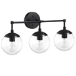 Bowery Hill Vanity Light with Clear Seedy Glass in Matte Black 3-Light