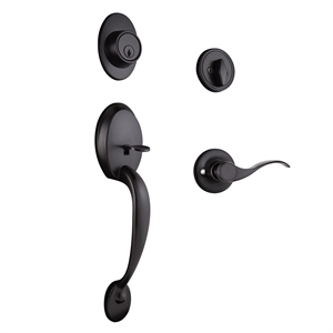 Bowery Hill Brass Door Handleset with Lever and Deadbolt in Matte Black