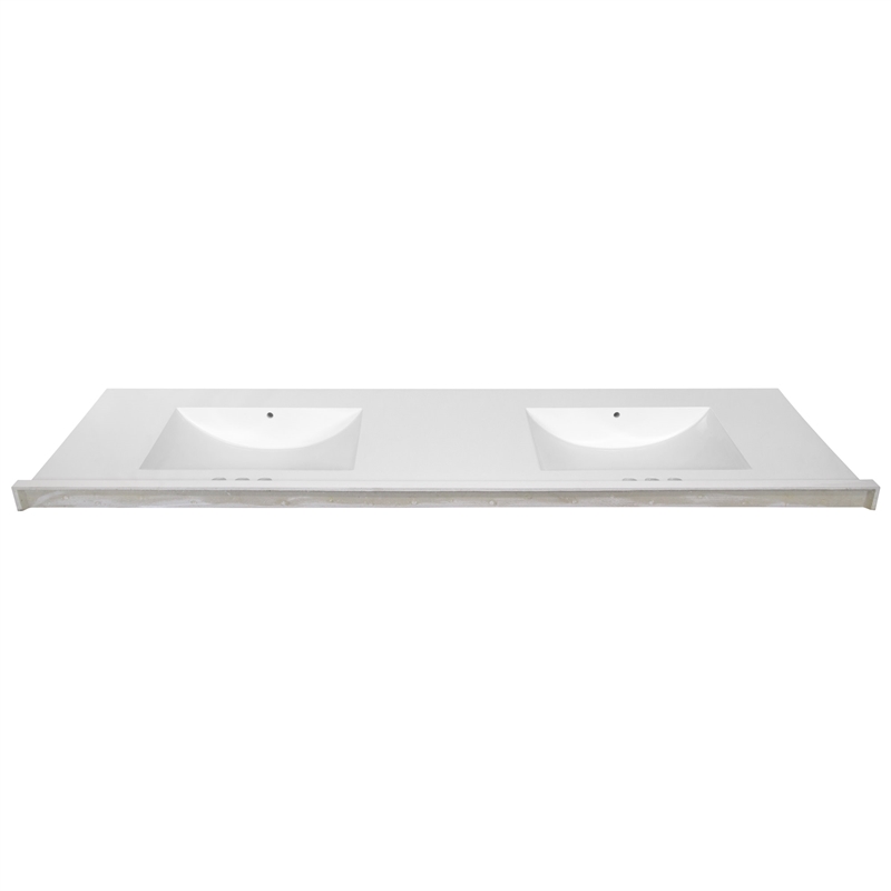 Bowery Hill Double Sink Cultured Marble Vanity Top in White 73-Inch