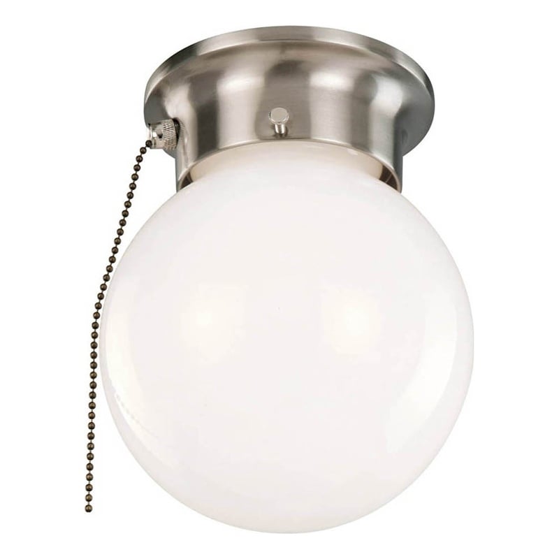 Bowery Hill Globe Ceiling Light with Pull Chain in Satin Nickel