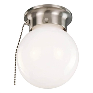 Bowery Hill Globe Ceiling Light with Pull Chain in Satin Nickel