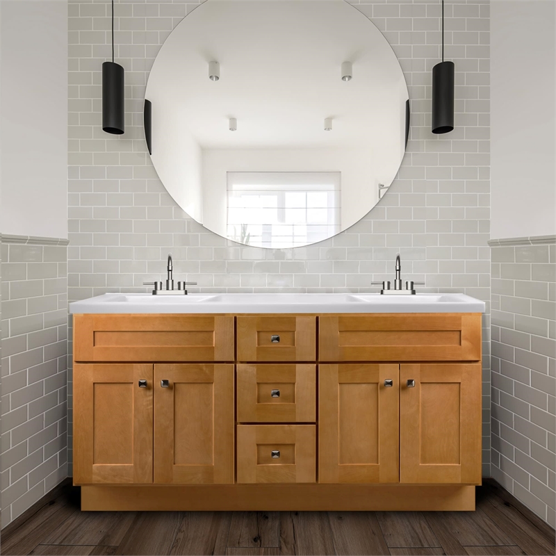 Bowery Hill Wood Vanity without Top in Modern Birch Fully Assembled 60-Inch