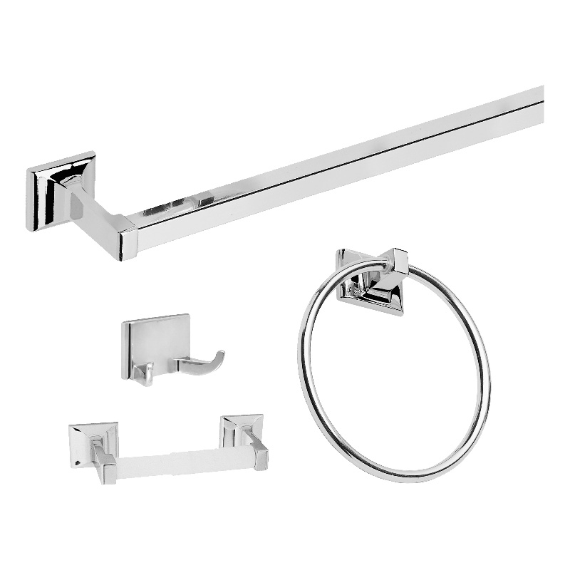 Bowery Hill 4-Piece Bathroom Accessory Kit in Polished Chrome