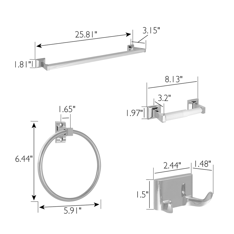 Bowery Hill 4-Piece Bathroom Accessory Kit in Polished Chrome