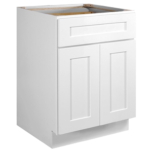 Bowery Hill Kitchen Base Wood Cabinet in White 24 x 24 x 34.5-Inch