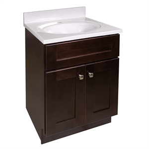 Bowery Hill Vanity in Espresso with White Marble Top Fully Assembled 25&quot