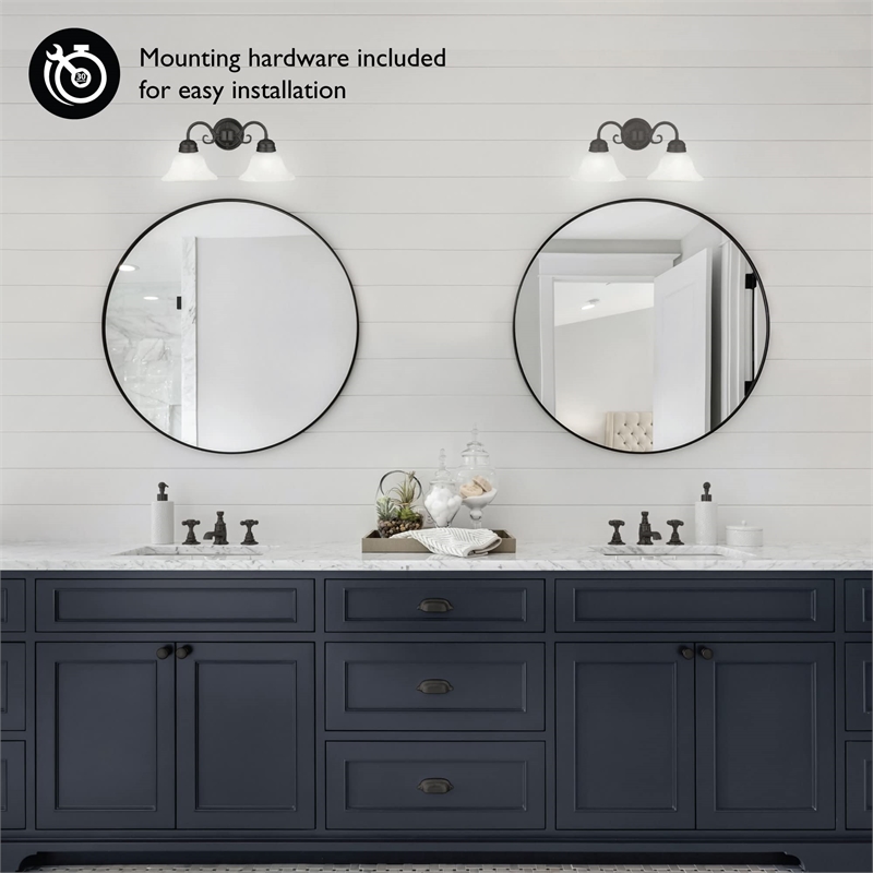 Bowery Hill 2-Light Stainless Steel Wall Mount Sconce in Bronze
