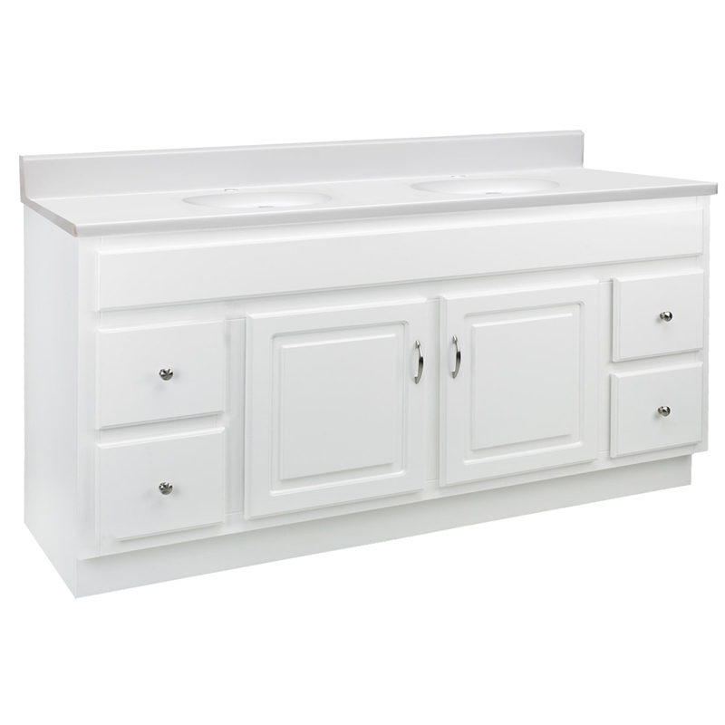 Bowery Hill 61-Inch Vanity with White Cultured Marble Top Fully Assembled