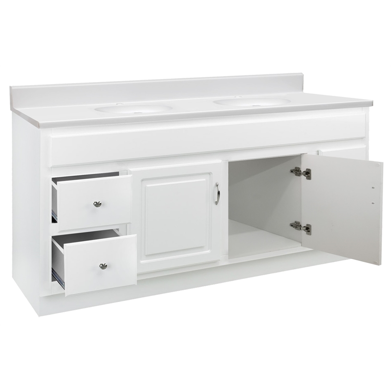 Bowery Hill 61-Inch Vanity with White Cultured Marble Top Fully Assembled