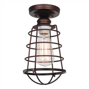 Bowery Hill Steel Indoor Semi-Flush Ceiling Mount Light in Coffee Bronze