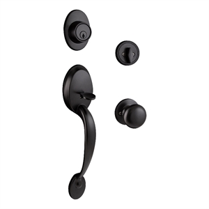 Bowery Hill Brass Door Handleset with Knob and Deadbolt in Matte Black