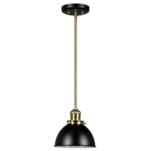 Bowery Hill 1-Light Stainless Steel Pendant in Matte Black/Satin Gold