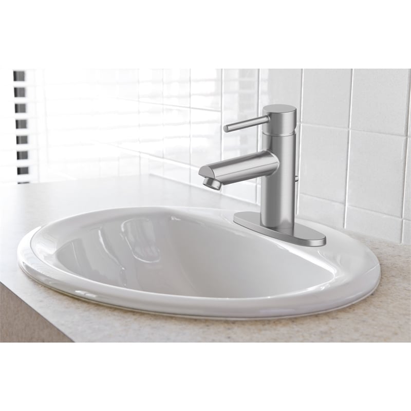 Bowery Hill Oval Drop-In Ceramic Sink 20-Inch x 17-Inch in White