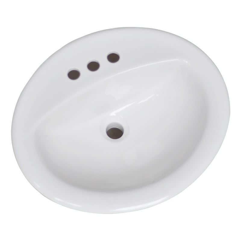 Bowery Hill Oval Drop-In Ceramic Sink 20-Inch x 17-Inch in White