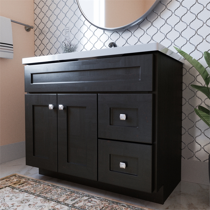 Bowery Hill Fully Assembled Wood Bathroom Vanity in Espresso 36-Inch