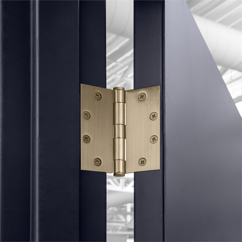 Bowery Hill Door Hinge in Antique Brass 4 1/2 Inch 5/8 Inch Radius 9 Pack