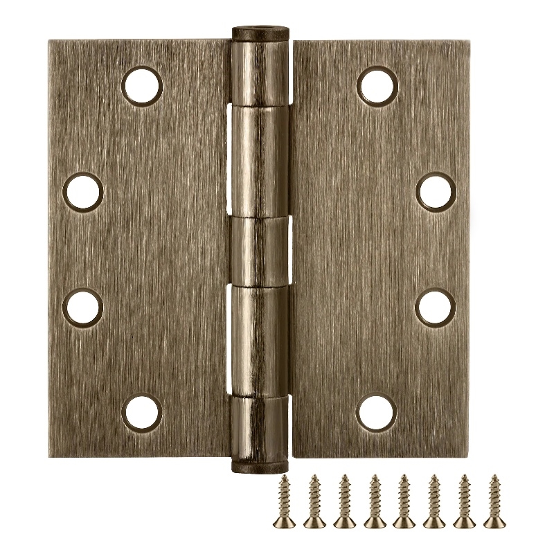 Bowery Hill Door Hinge in Antique Brass 4 1/2 Inch 5/8 Inch Radius 9 Pack