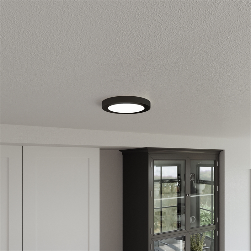 Bowery Hill LED Flush Mount Ceiling Light in Matte Black 7-Inch