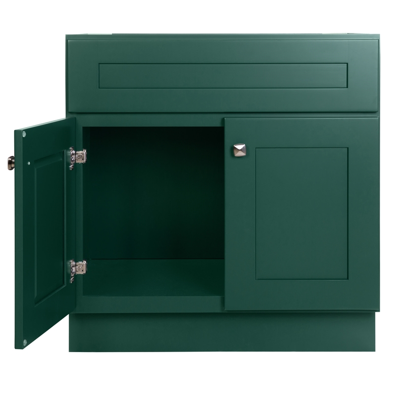 Bowery Hill Wood Vanity Without Top in Hunter Green Unassembled 30-Inch