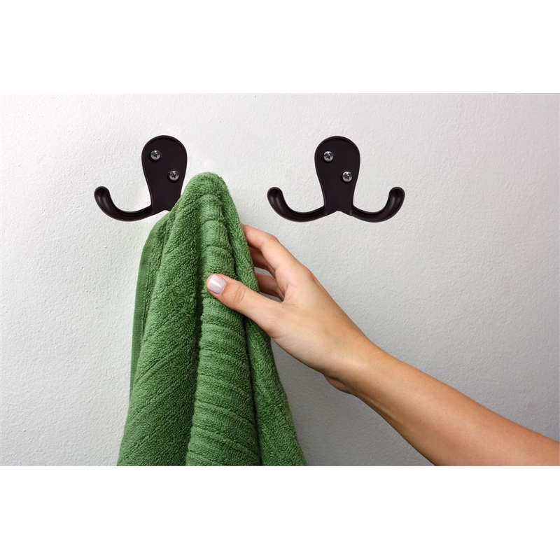 Bowery Hill Stainless Steel Double Hook in Matte Black 5 Pack