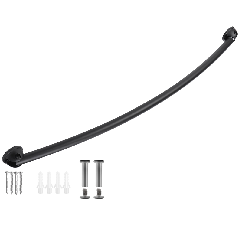 Bowery Hill Stainless Steel Curved Shower Rod in Matte Black 44-66 Inch