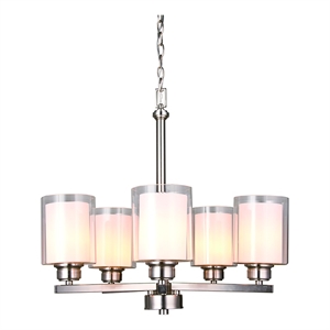 Bowery Hill Stainless Steel Chandelier in Satin Nickel 5-Light