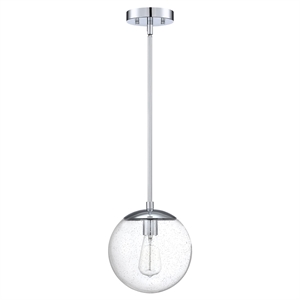 Bowery Hill 1-Light Steel Seedy Glass Pendant Light in Polished Chrome