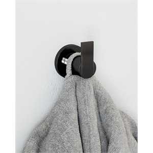 Bowery Hill Contemporary Metal Bathroom Robe Hook in Matte Black