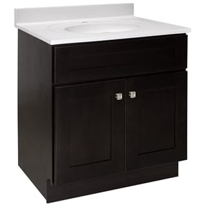 Bowery Hill 31&quot Vanity in Espresso with White Marble Top Fully Assembled