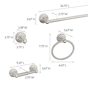 Bowery Hill 4-Piece Traditional Metal Bathroom Accessory Kit in Nickel