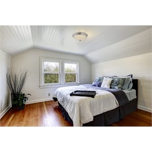 Bowery Hill Stainless Steel Flush Mount Light in Nickel Set of 2