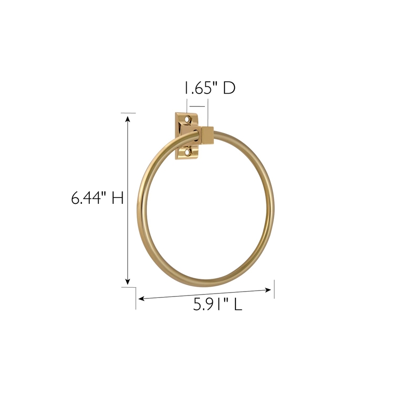 Bowery Hill Traditional Metal Towel Ring in Polished Brass 6-Inch