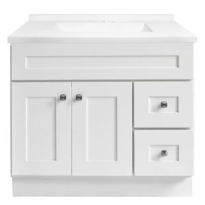 Bowery Hill 37&quot Wood Vanity with Modern Sink in White Assembled