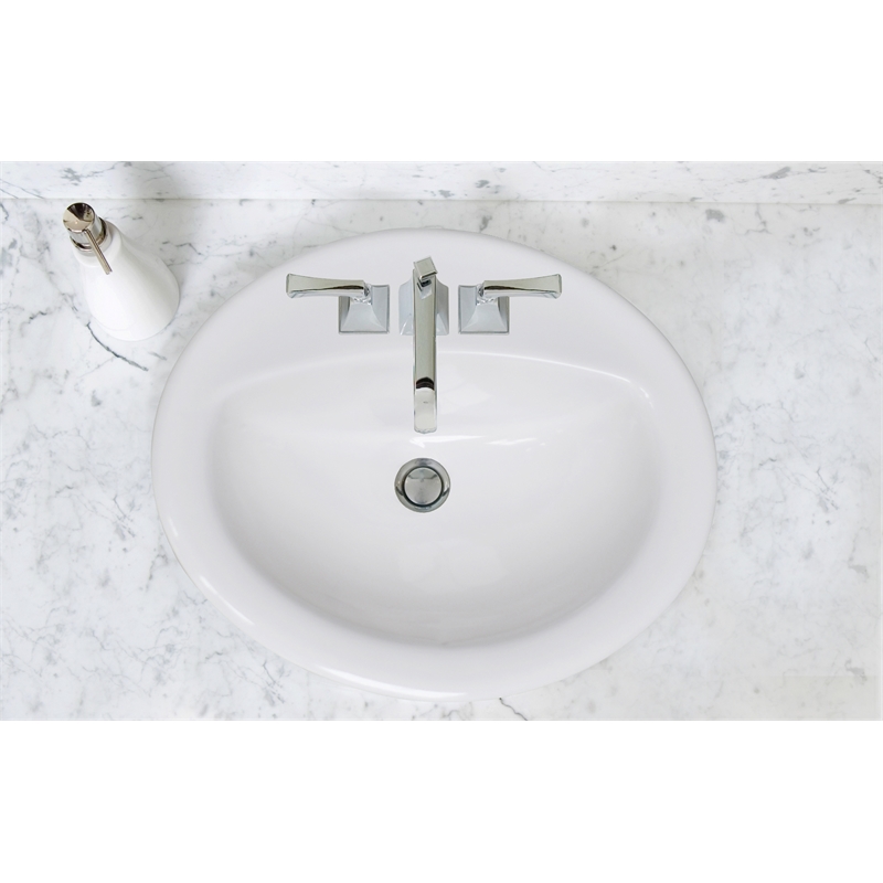 Bowery Hill Oval Ceramic Drop-In Sink 20x17 Single Basin in White
