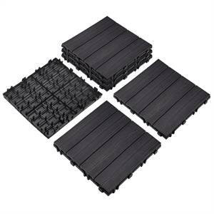 Bowery Hill Square Wood Composite Deck Tiles in Modern Ebony/Black 6 Pack