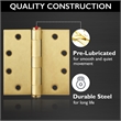 Bowery Hill Door Hinge in Satin Brass 4 1/2 Inch 5/8 Inch Radius 6 Pack