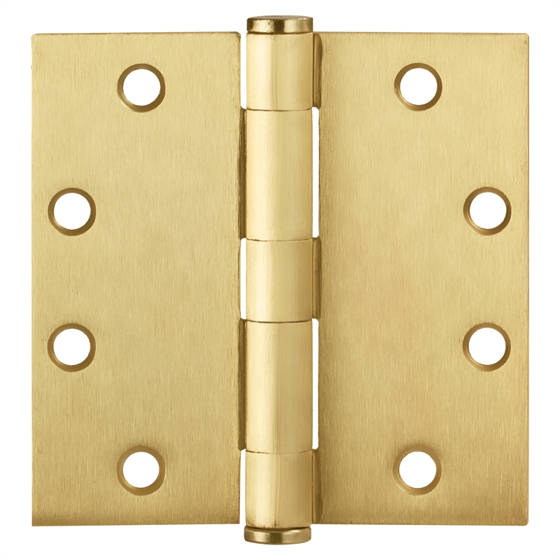 Bowery Hill Door Hinge in Satin Brass 4 1/2 Inch 5/8 Inch Radius 6 Pack