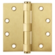 Bowery Hill Door Hinge in Satin Brass 4 1/2 Inch 5/8 Inch Radius 6 Pack