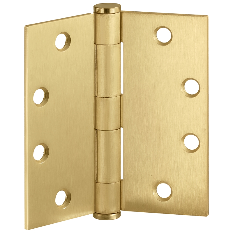 Bowery Hill Door Hinge in Satin Brass 4 1/2 Inch 5/8 Inch Radius 6 Pack