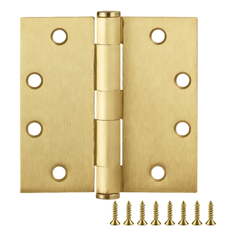 Bowery Hill Door Hinge in Satin Brass 4 1/2 Inch 5/8 Inch Radius 6 Pack