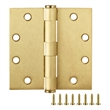 Bowery Hill Door Hinge in Satin Brass 4 1/2 Inch 5/8 Inch Radius 6 Pack