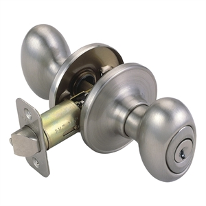 Bowery Hill Keyed Brass Entry Door Knob in Satin Nickel/Silver