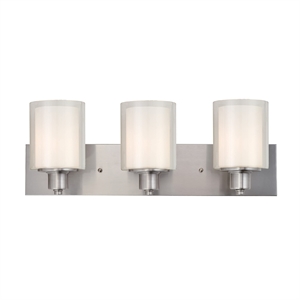 Bowery Hill Stainless Steel Vanity Light in Silver Satin Nickel 3-Light
