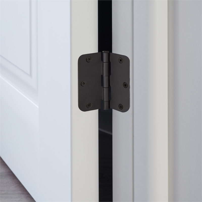 Bowery Hill Door Hinge in Matte Black 3 1/2 Inch 5/8 Inch Radius 12 Pack