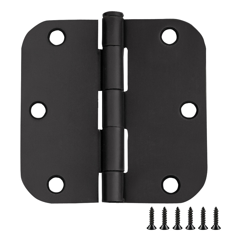 Bowery Hill Door Hinge in Matte Black 3 1/2 Inch 5/8 Inch Radius 12 Pack