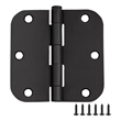 Bowery Hill Door Hinge in Matte Black 3 1/2 Inch 5/8 Inch Radius 12 Pack