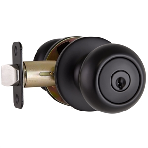 Bowery Hill 2-Way Keyed Brass Entry Door Knob in Matte Black