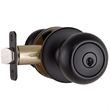 Bowery Hill 2-Way Keyed Brass Entry Door Knob in Matte Black